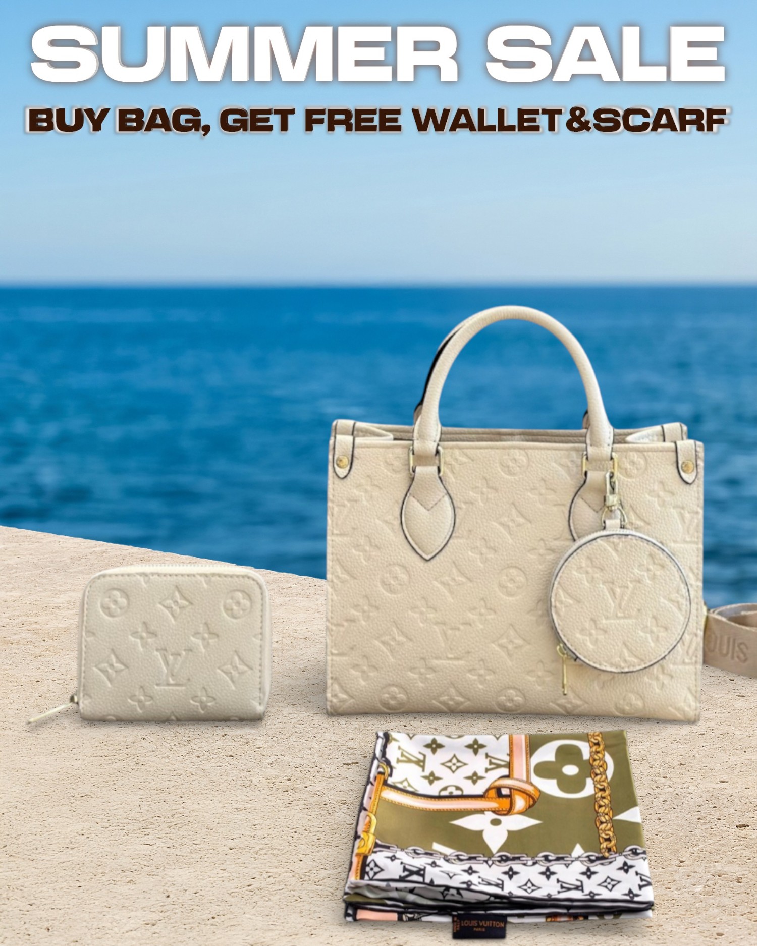 Louis Vuitton Cream Monogram Empreinte Onthego PM