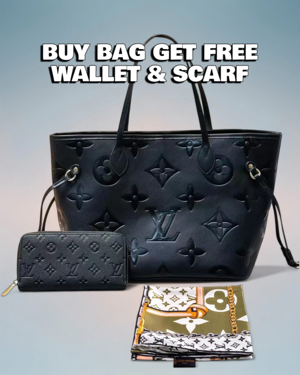 Louis Vuitton Black Giant Monogram Empreinte Neverfull MM