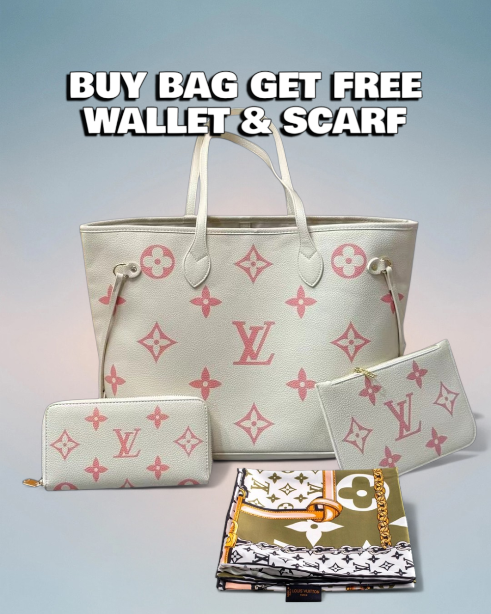 Louis Vuitton Cream Giant Monogram Neverfull MM