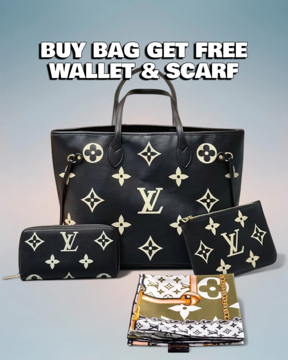 Louis Vuitton Black Giant Monogram Neverfull MM