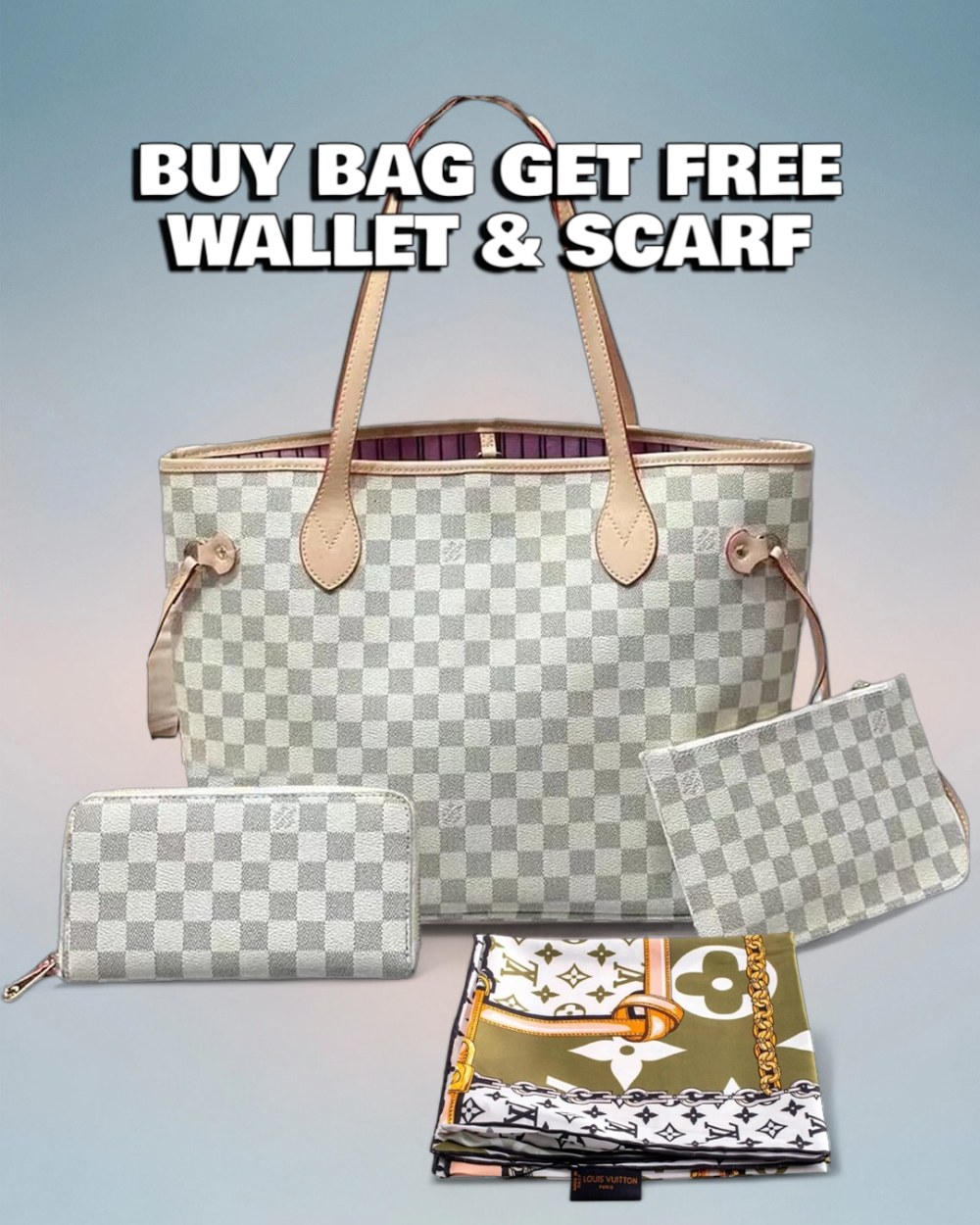Louis Vuitton Cream Damier Azur Neverfull MM