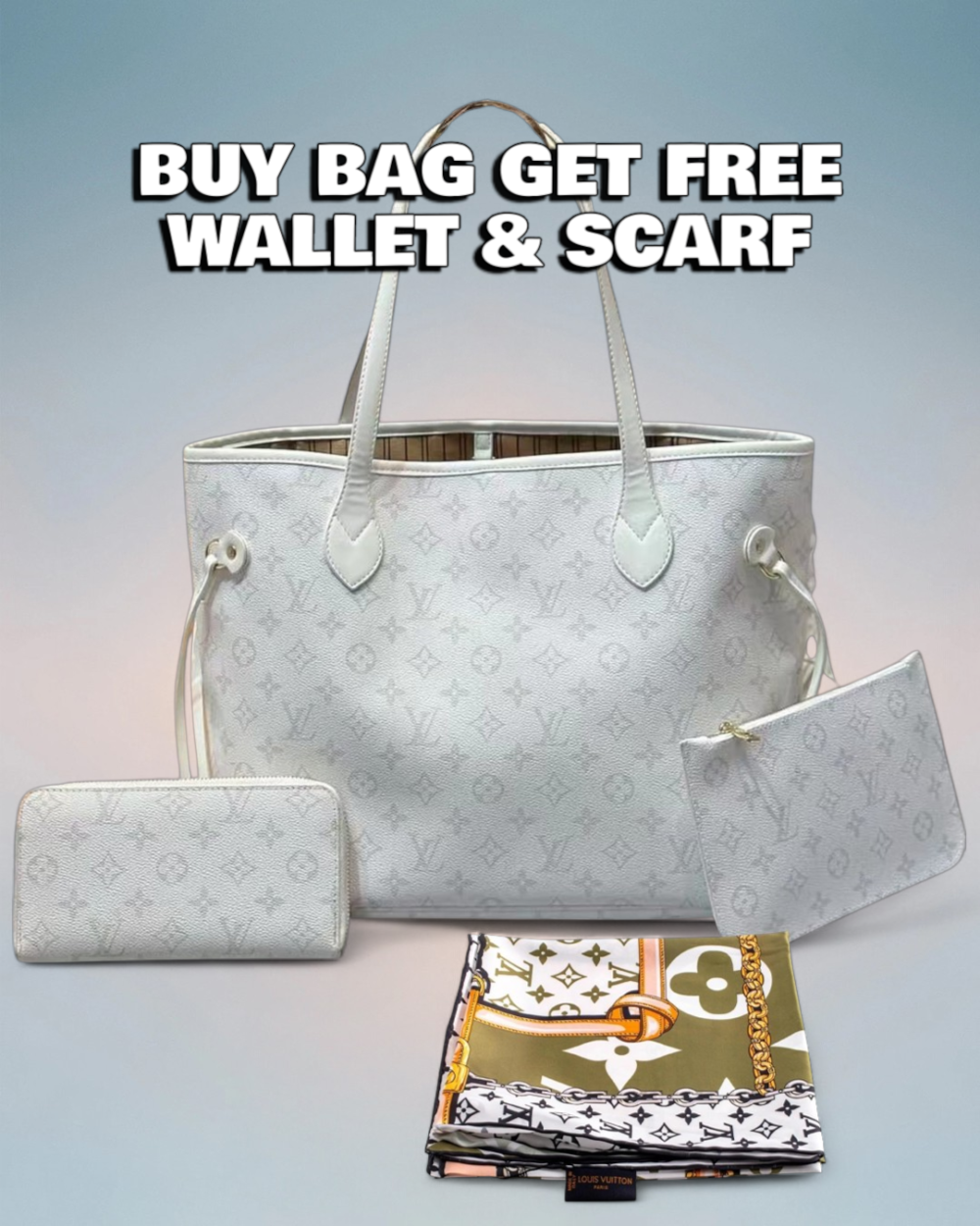 Louis Vuitton Cream Monogram Canvas Neverfull MM