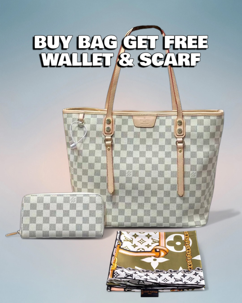 Louis Vuitton Cream Damier Azur Neverfull MM