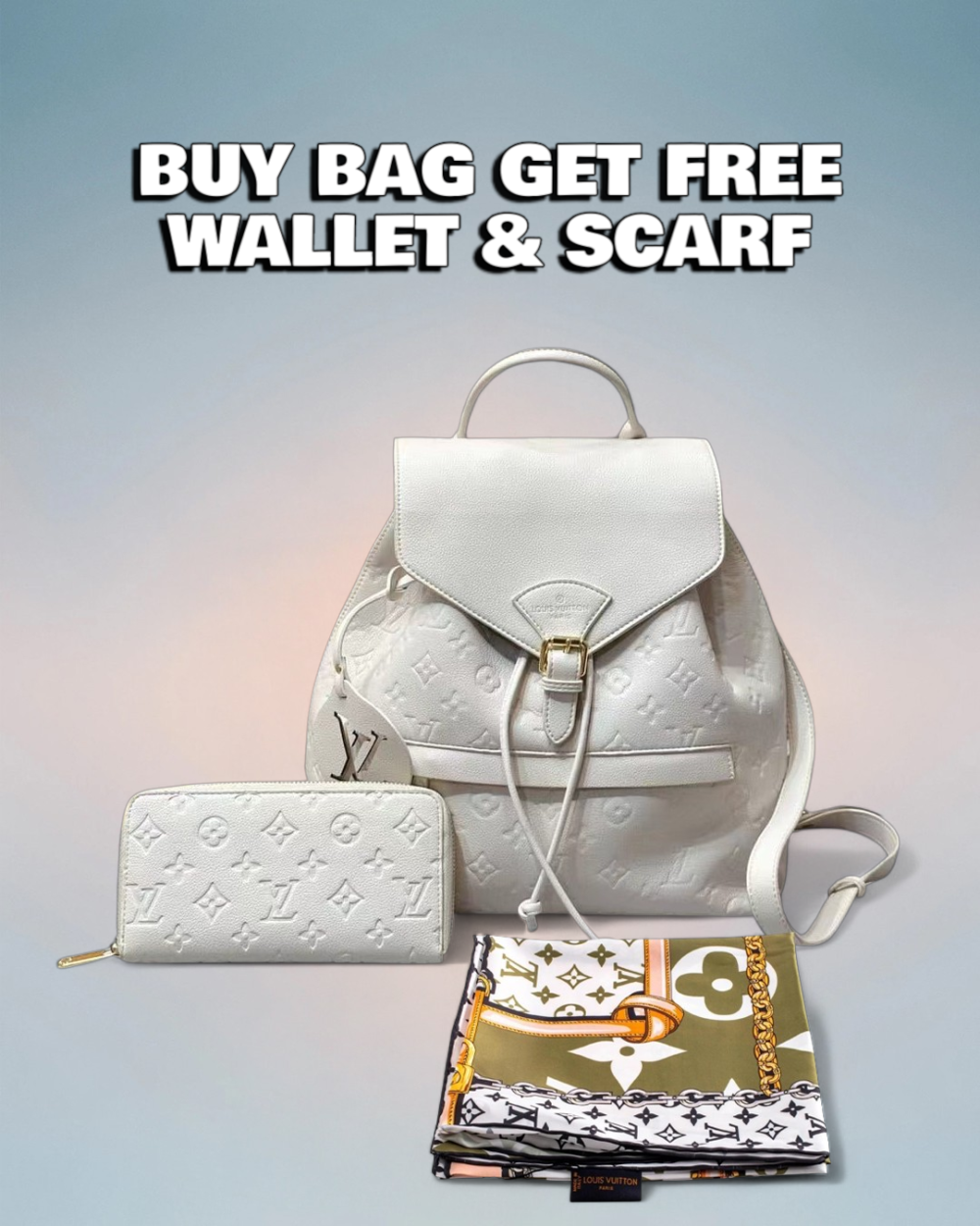 Louis Vuitton Cream Monogram Empreinte Montsouris PM