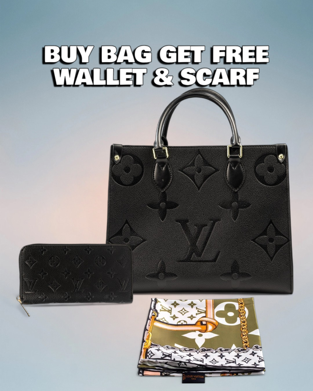 Louis Vuitton Black Giant Monogram Empreinte Onthego MM