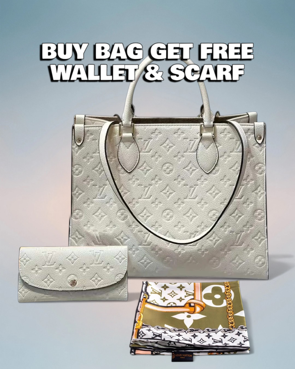 Louis Vuitton Cream Monogram Empreinte Onthego MM