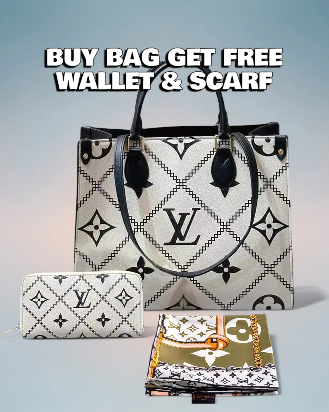 Louis Vuitton White/Black Giant Monogram Onthego MM