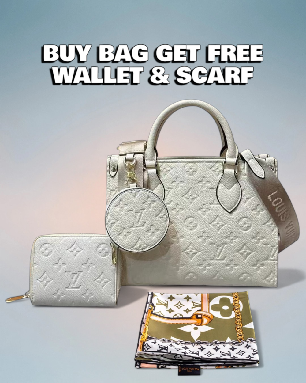 Louis Vuitton Cream Monogram Empreinte Onthego PM