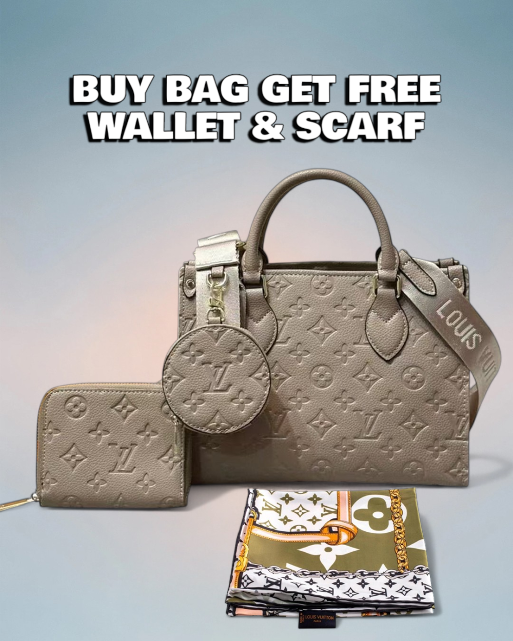 Louis Vuitton Tourterelle / Crème Monogram Empreinte Onthego PM