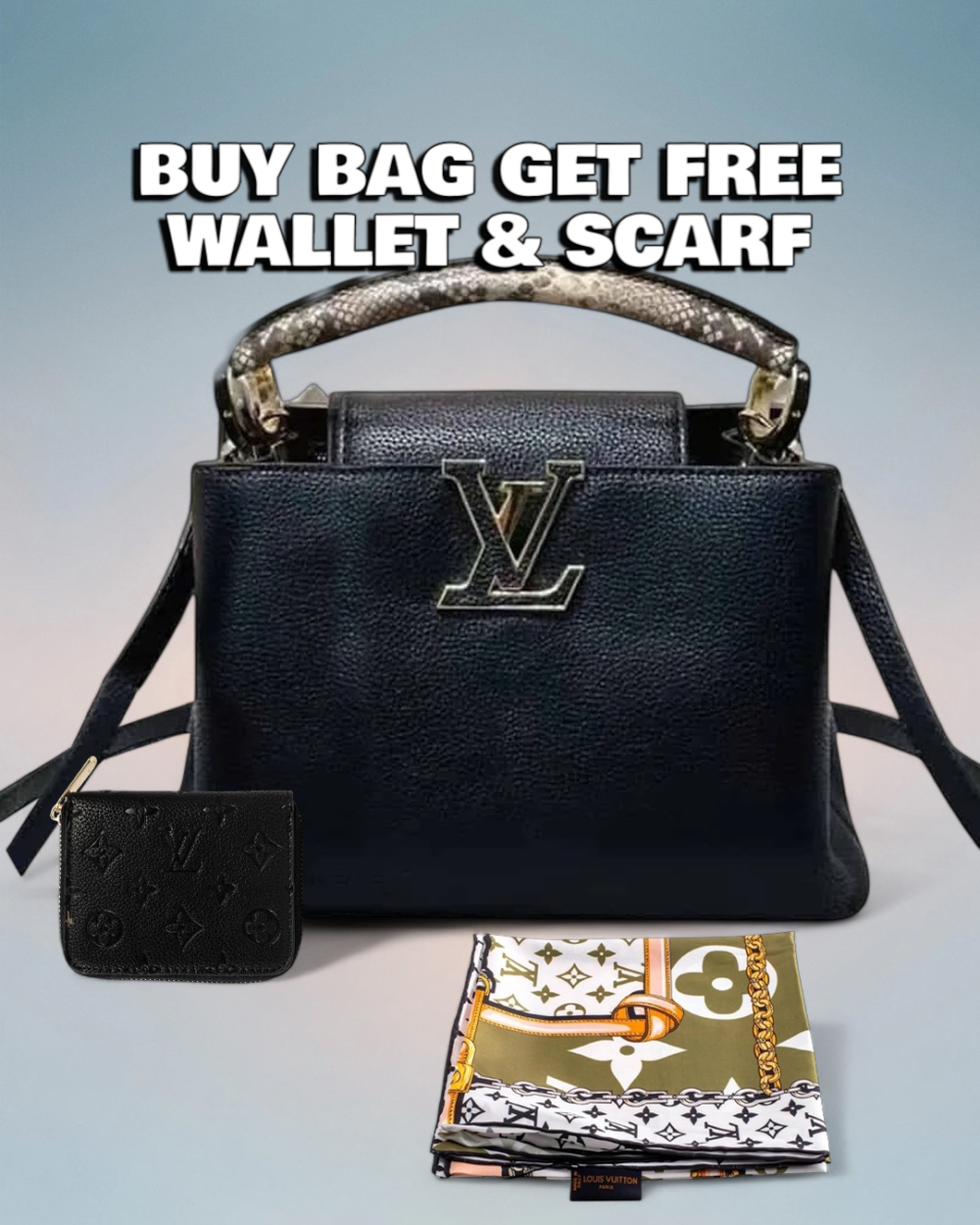 Louis Vuitton Black Leather Capucines BB