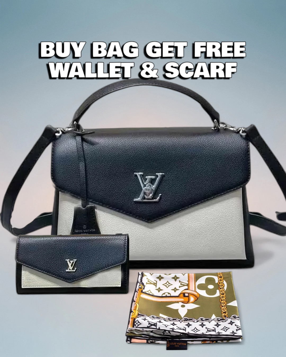 Louis Vuitton Black/Cream Bicolor Leather Mylockme Satchel