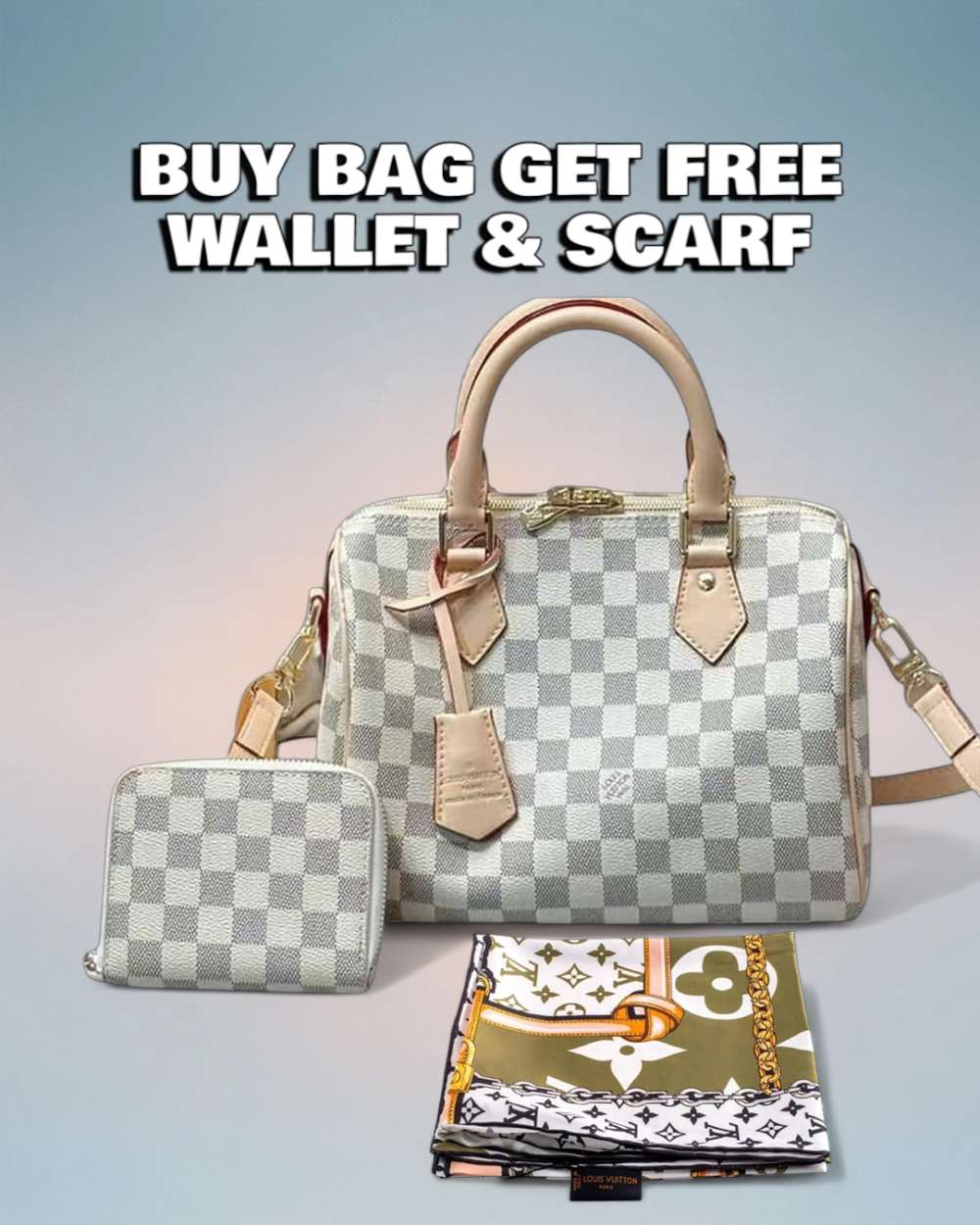 Louis Vuitton Cream Damier Azur Speedy Bandoulière 25