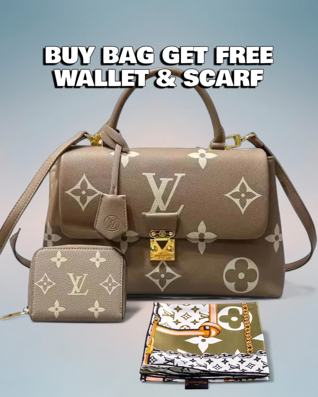 Louis Vuitton Tourterelle / Crème Bicolor Empreinte Madeleine MM