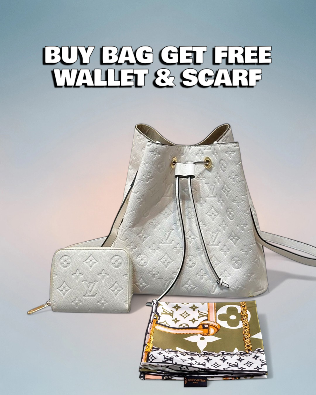 Louis Vuitton Cream Monogram Empreinte NéoNóe MM