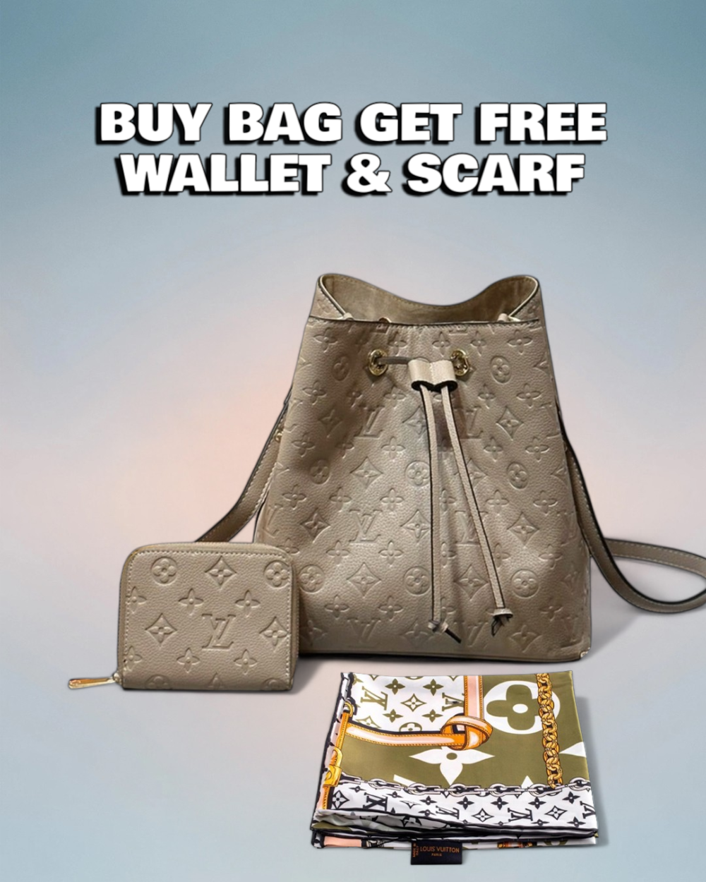 Louis Vuitton Tourterelle / Crème Monogram Empreinte NéoNóe MM