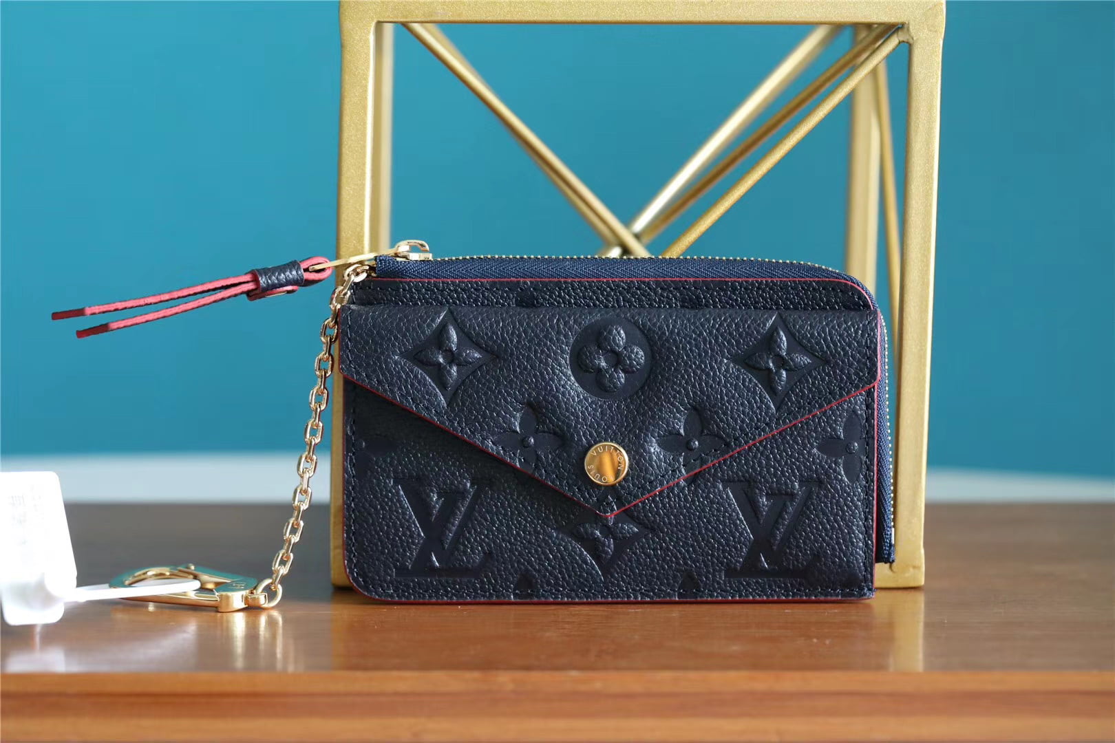 1:1 Replica Louis Vuitton Card Holder Recto Verso Monogram Empreinte Navy Blue / Red For Women, Women's Wallets 5.1in/13cm LV M69420