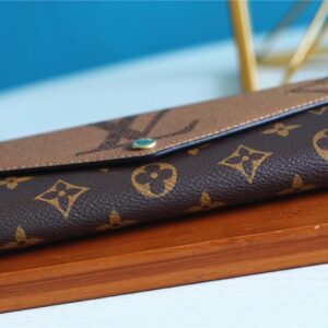 1:1 Replica Louis Vuitton Sarah Wallet Monogram and Monogram Reverse Canvas For Women, Women's Wallets 7.5in/19cm LV M80726