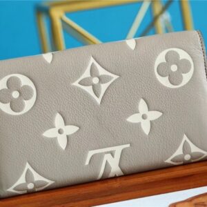 1:1 Replica Louis Vuitton Sarah Wallet Monogram Empreinte Tourterelle Gray / Cream For Women, Women's Wallets 7.5in/19cm LV M81049