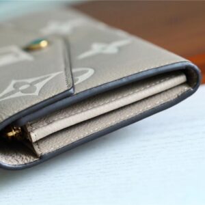 1:1 Replica Louis Vuitton Sarah Wallet Monogram Empreinte Tourterelle Gray / Cream For Women, Women's Wallets 7.5in/19cm LV M81049