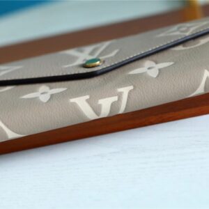 1:1 Replica Louis Vuitton Sarah Wallet Monogram Empreinte Tourterelle Gray / Cream For Women, Women's Wallets 7.5in/19cm LV M81049