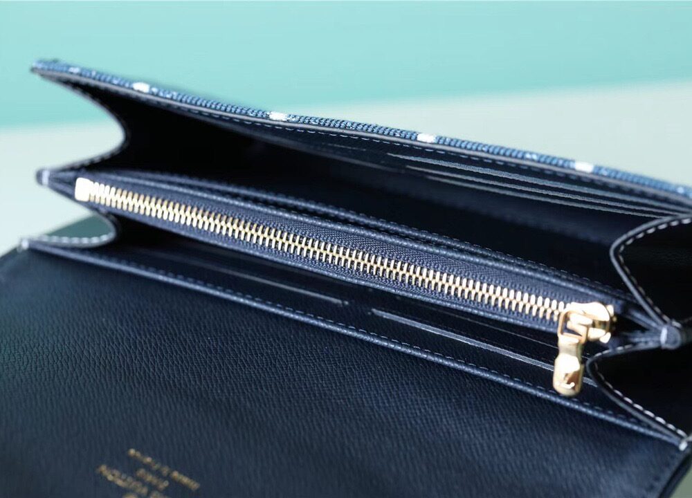 1:1 Replica Louis Vuitton Sarah Wallet Monogram Jacquard Denim Navy Blue For Women, Women's Wallets 7.5in/19cm LV