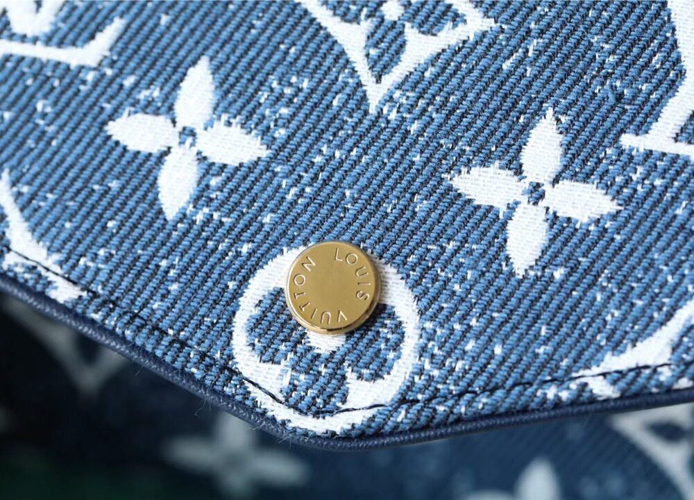 1:1 Replica Louis Vuitton Sarah Wallet Monogram Jacquard Denim Navy Blue For Women, Women's Wallets 7.5in/19cm LV