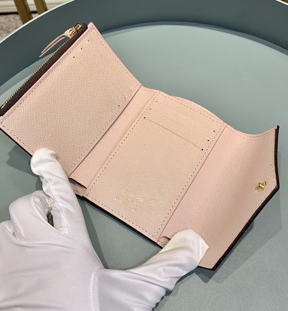 1:1 Replica Louis Vuitton Victorine Wallet Monogram Canvas Rose Ballerine Pink For Women, Women's Wallet 4.7in/12cm LV M62360