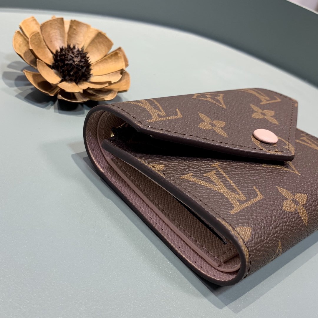 1:1 Replica Louis Vuitton Victorine Wallet Monogram Canvas Rose Ballerine Pink For Women, Women's Wallet 4.7in/12cm LV M62360 - Image 3