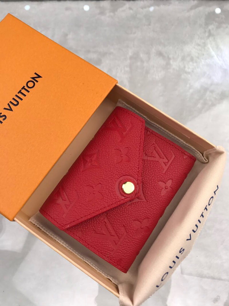 1:1 Replica Louis Vuitton Victorine Wallet Monogram Empreinte Red For Women, Women's Wallets 4.7in/12cm LV