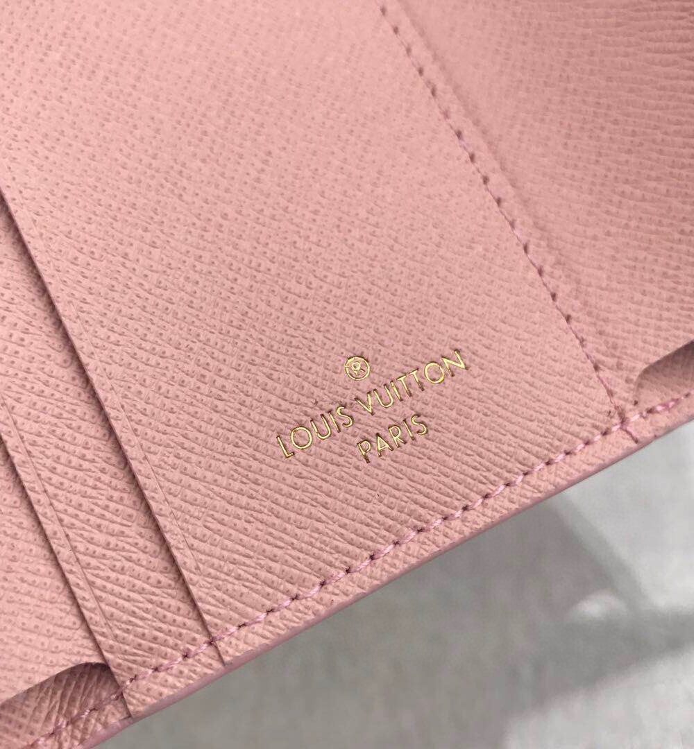 1:1 Replica Louis Vuitton Zóe Wallet Combines Damier Azur Canvas Rose Ballerine Pink For Women, Women's Wallet 10cm LV N60168