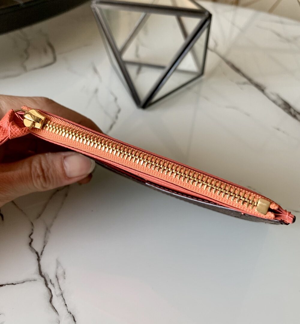 1:1 Replica Louis Vuitton Zipped Card Holder Monogram Canvas Orange For Women, Women Wallet LV