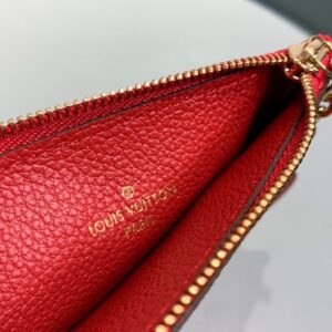 1:1 Replica Louis Vuitton Zipped Card Holder Monogram Empreinte Red For Women, Women's Wallet 5.12in/13cm
