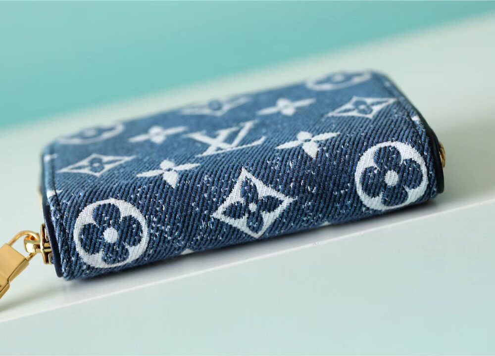 1:1 Replica Louis Vuitton Zippy Coin Purse Monogram Jacquard Denim Navy Blue For Women, Women's Wallets 4.3in/11cm LV M81185