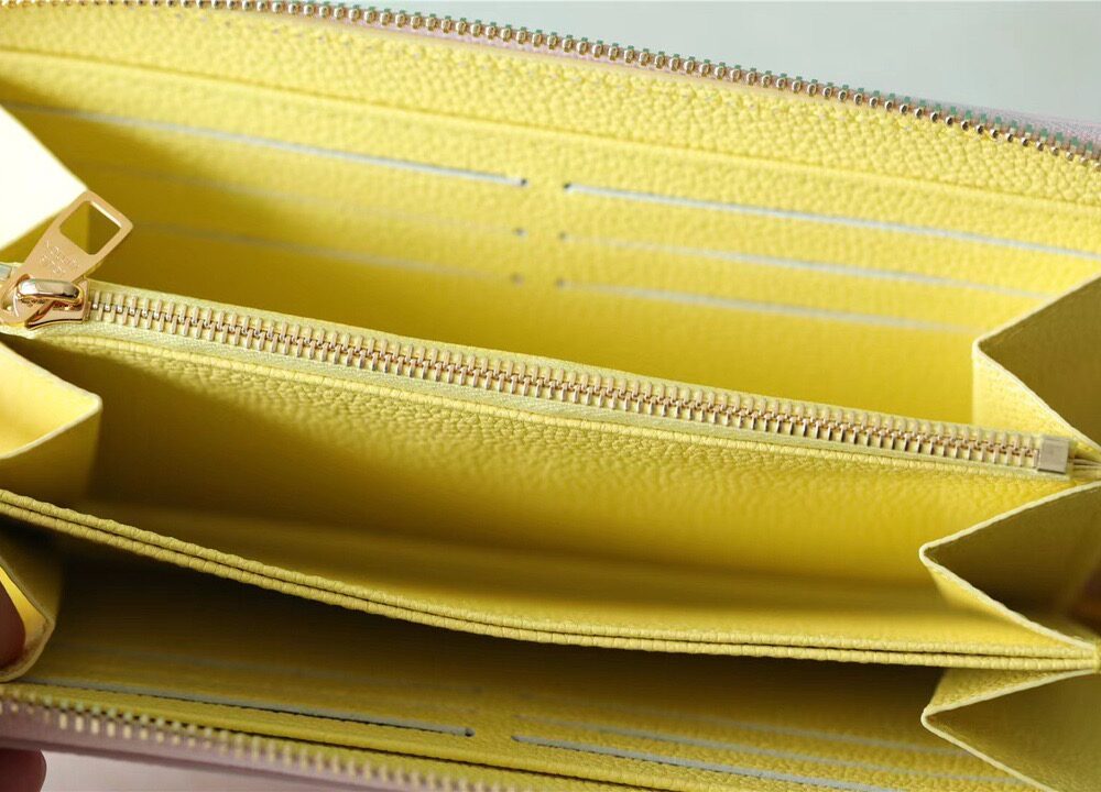 1:1 Replica Louis Vuitton Zippy Wallet Monogram Empreinte Pink / Beige / Yellow For Women, Women's Wallets 7.7n/19.5cm LV M81279