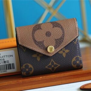 1:1 Replica Louis Vuitton Zoe Wallet Monogram and Monogram Reverse Canvas For Women, Women's Wallets 3.7in/9.5cm LV M80725