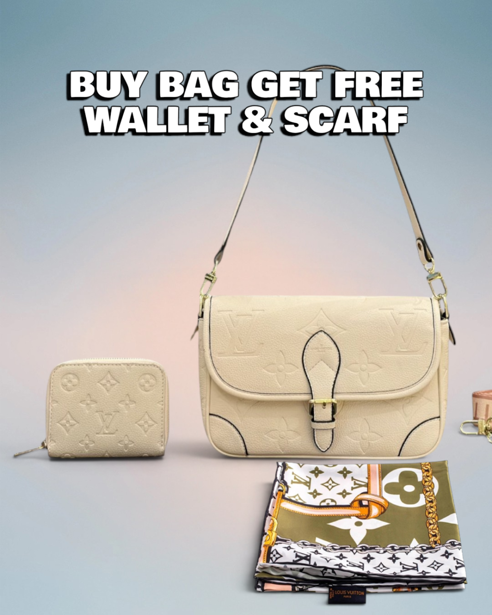 Louis Vuitton Cream Monogram Empreinte Diane