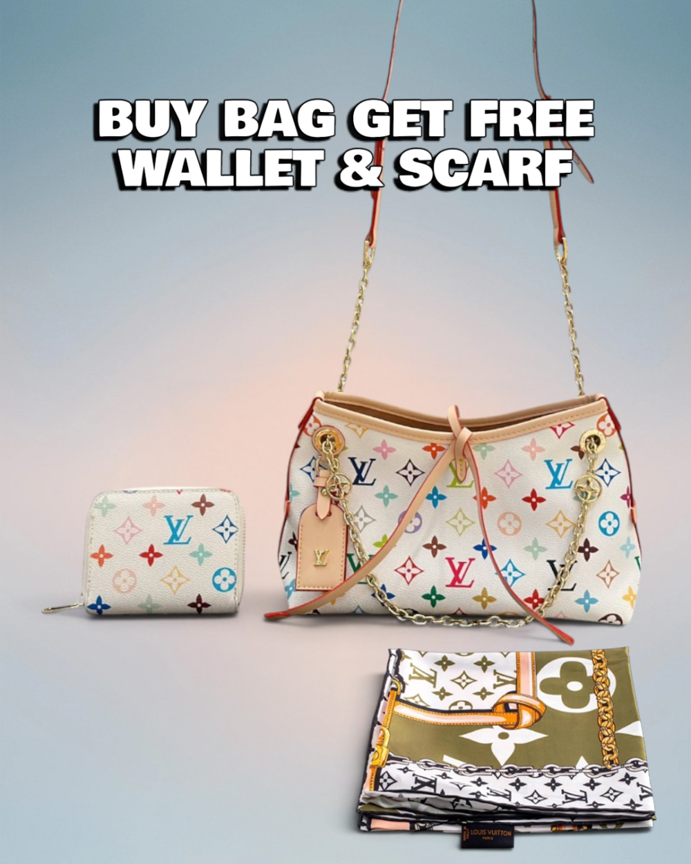 Louis Vuitton Cream Multicolor Monogram Canvas CarryAll BB