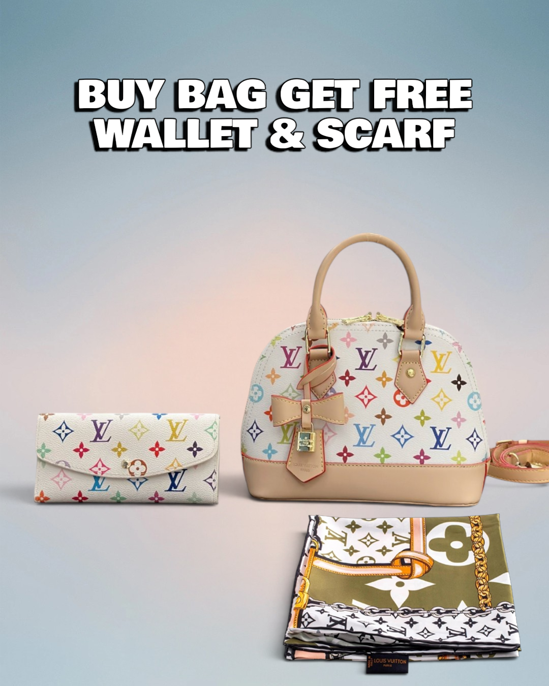 Louis Vuitton Cream Multicolor Alma BB