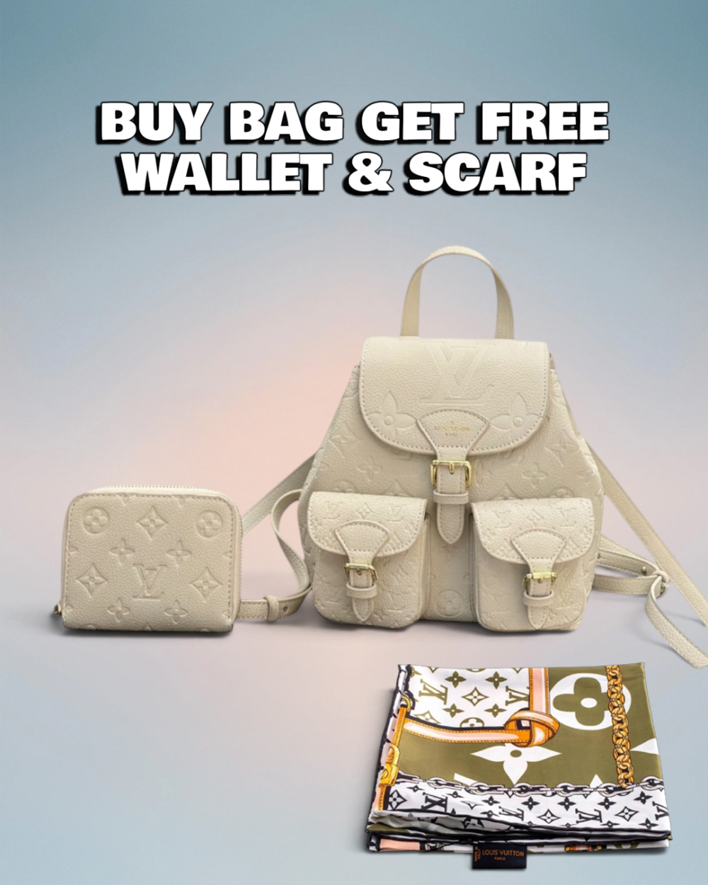 Louis Vuitton Cream Monogram Empreinte Backup Monogram Empreinte