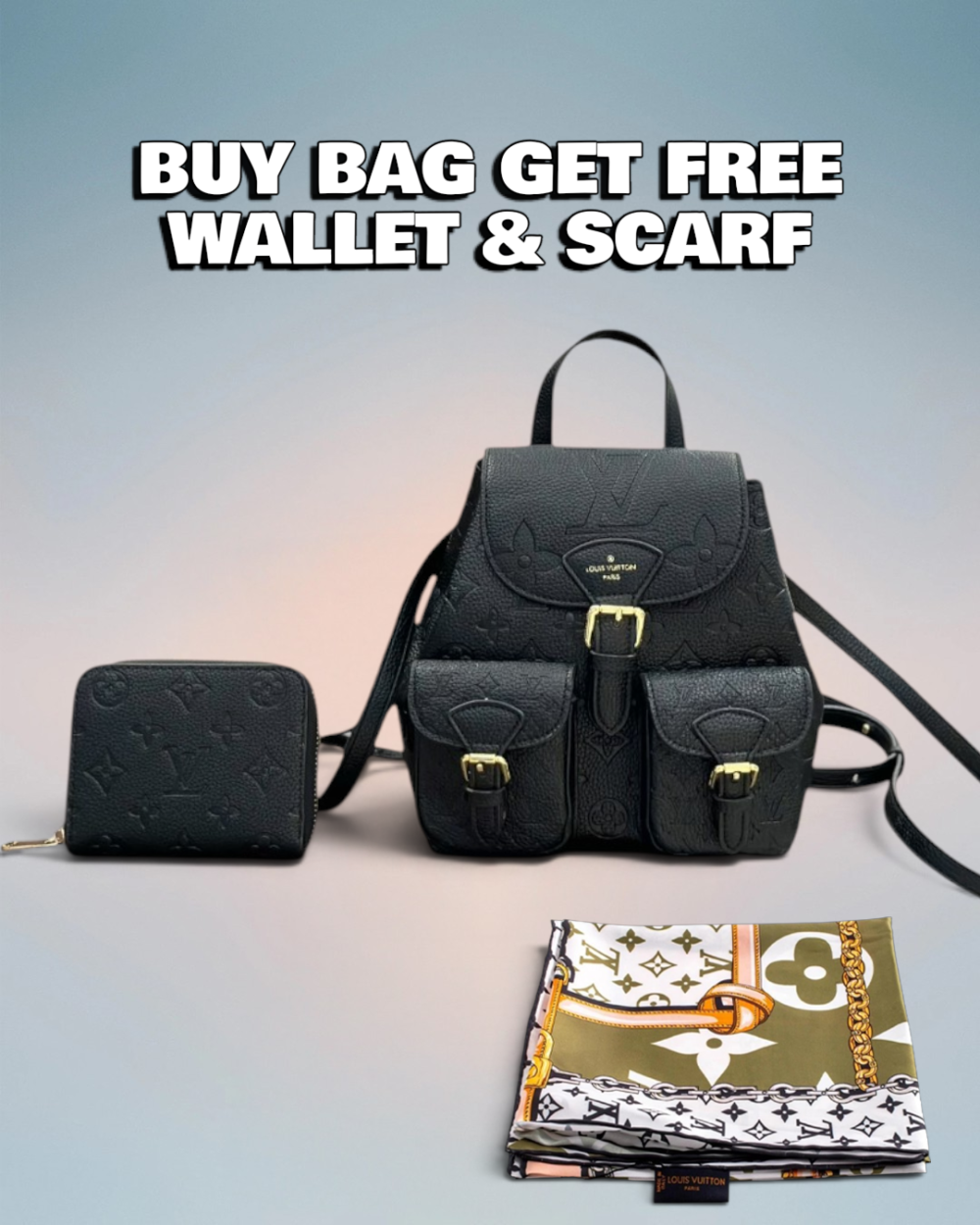 Louis Vuitton Black Monogram Empreinte Backup Monogram Empreinte