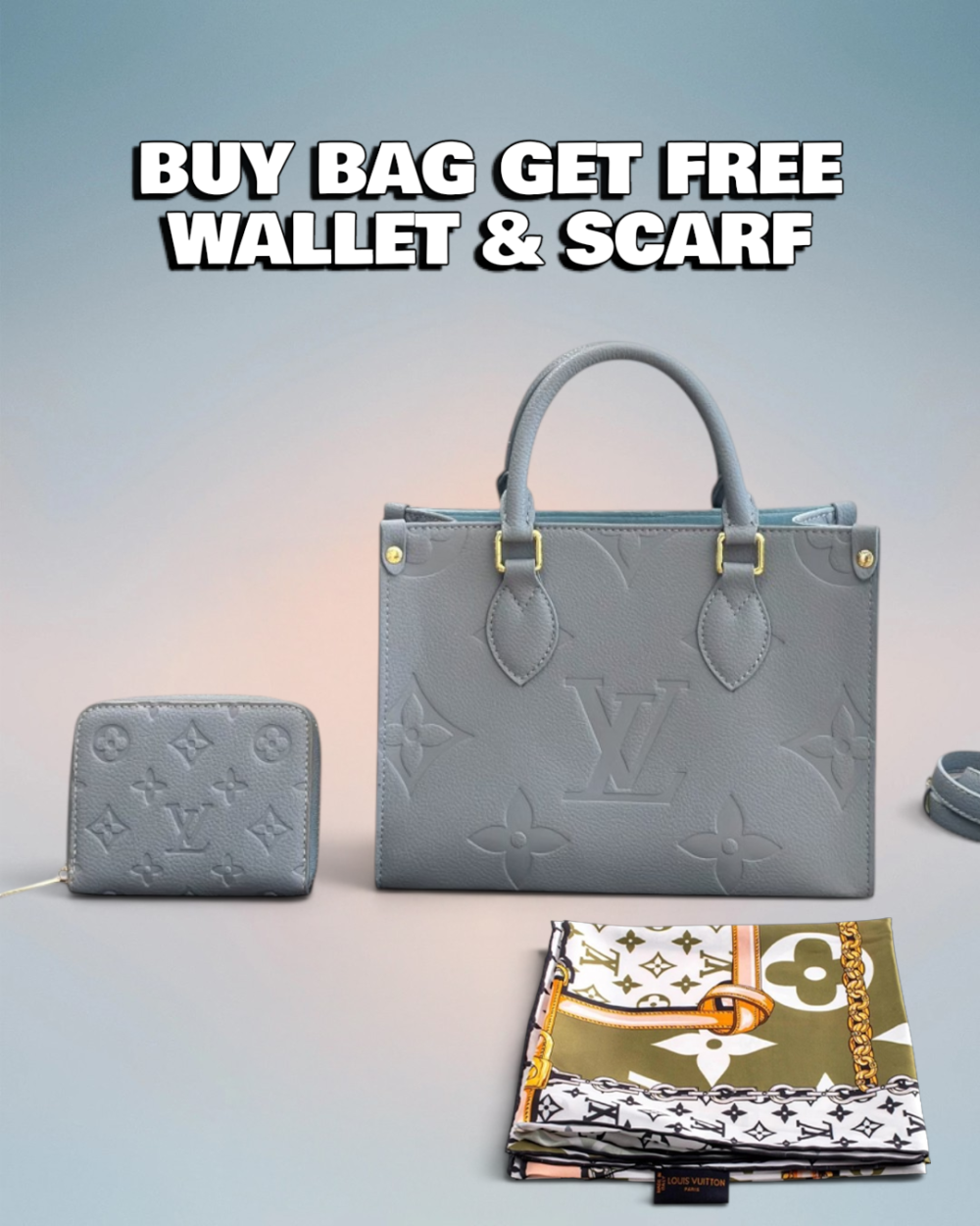 Louis Vuitton Dove Blue Monogram Empreinte Onthego PM