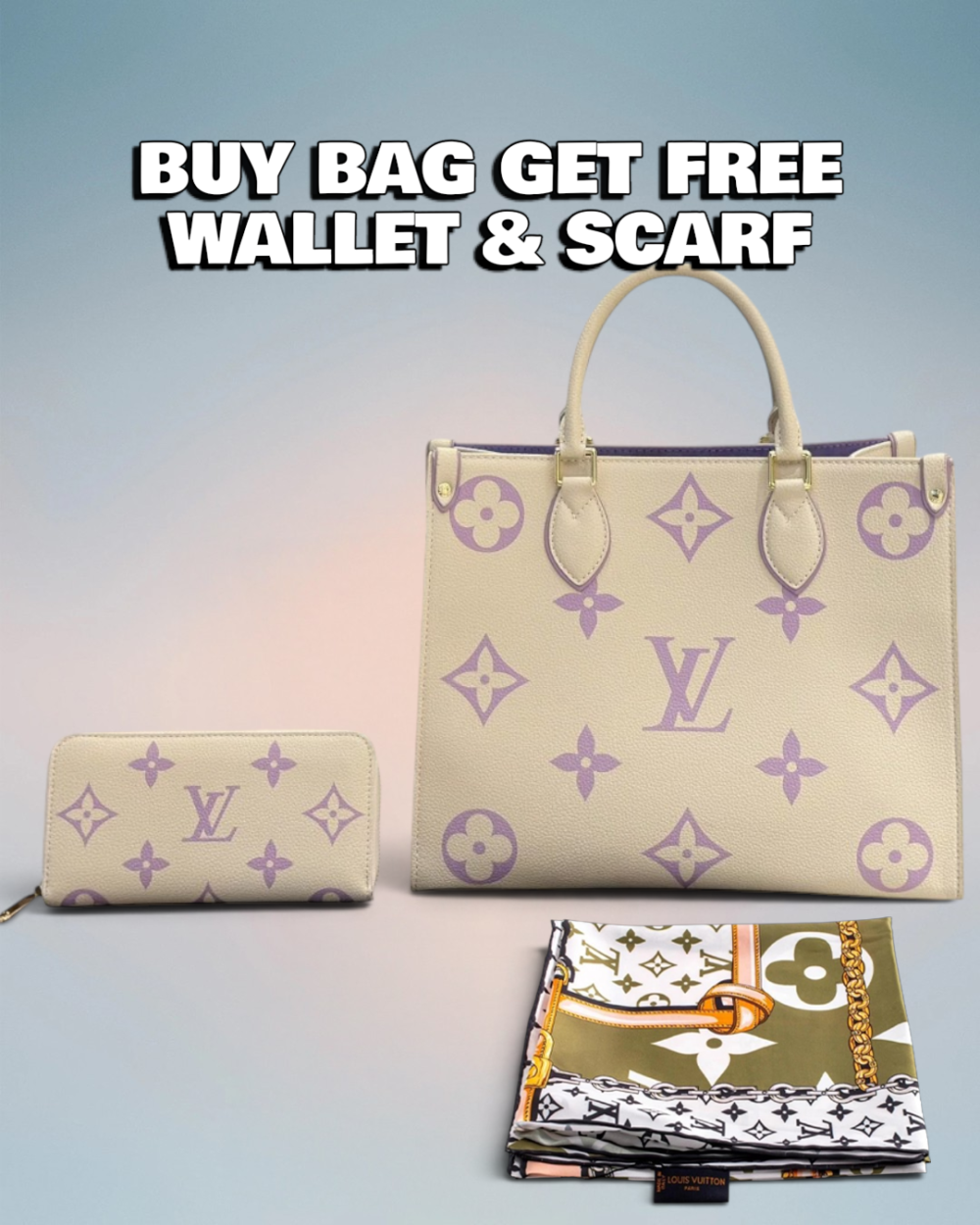 Louis Vuitton Cream Giant Monogram Empreinte Onthego MM