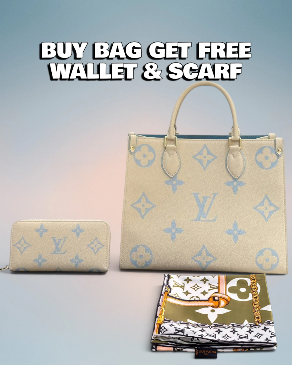 Louis Vuitton Cream Giant Monogram Onthego MM