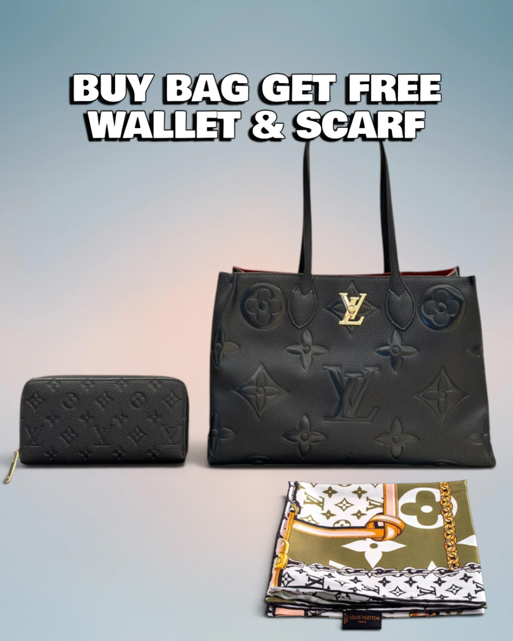 Louis Vuitton Black Giant Monogram Empreinte Onthego MM