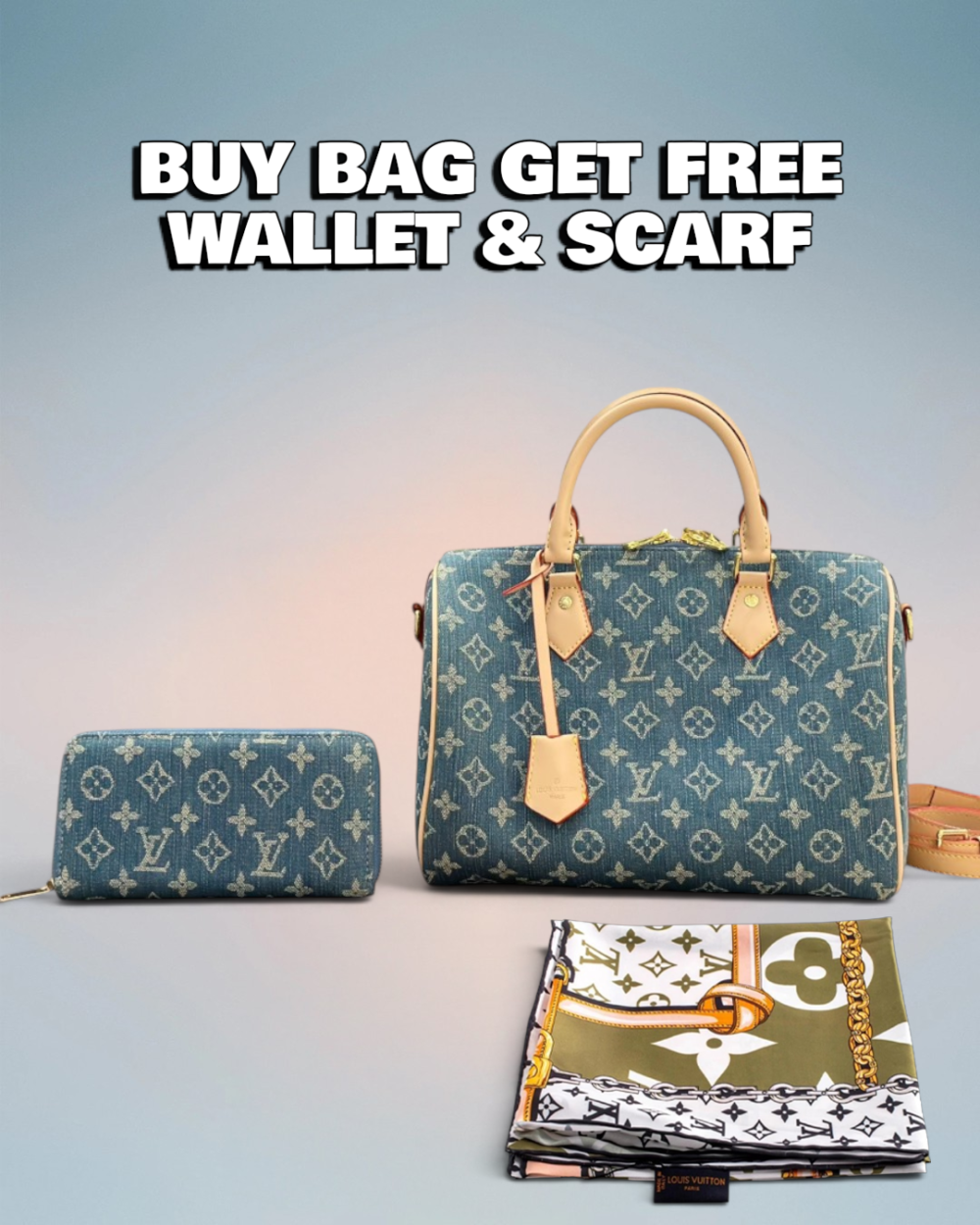 Louis Vuitton Blue Denim Monogram Canvas Speedy 30