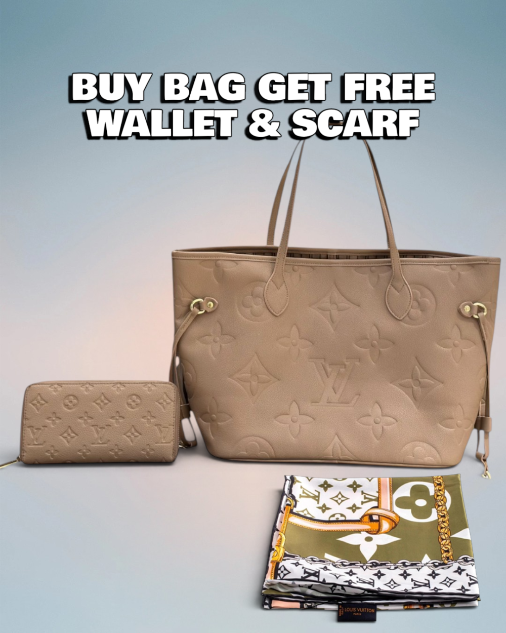 Louis Vuitton Caramel Giant Monogram Empreinte Neverfull MM