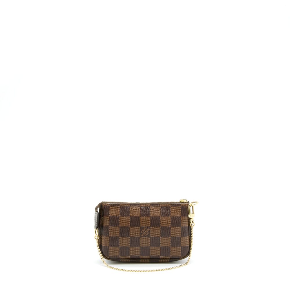 AAA Replica Louis Vuitton LV MINI POCHETTE ACCESSORIES DAMIER EBENE CANVAS GHW