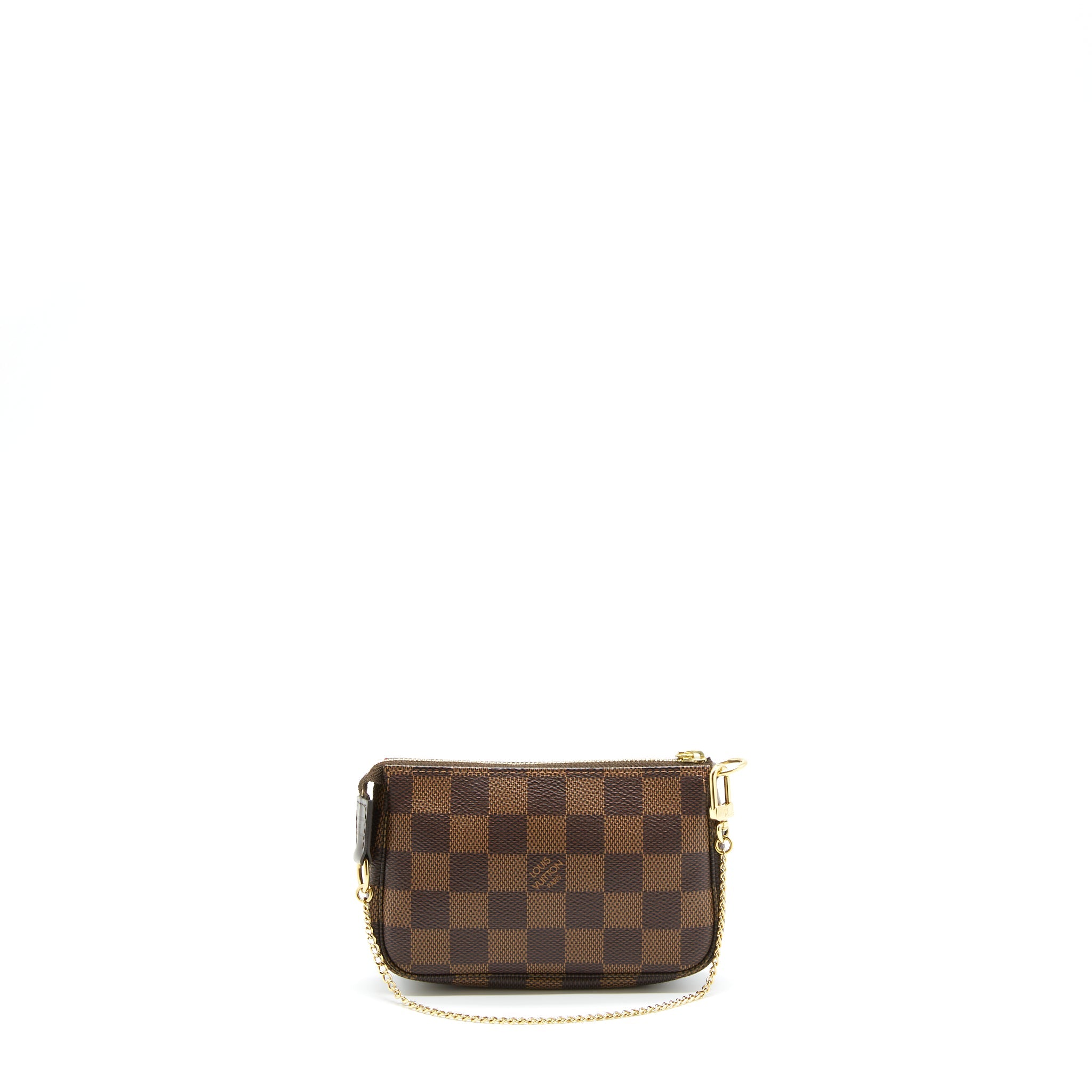 AAA Replica Louis Vuitton LV MINI POCHETTE ACCESSORIES DAMIER EBENE CANVAS GHW