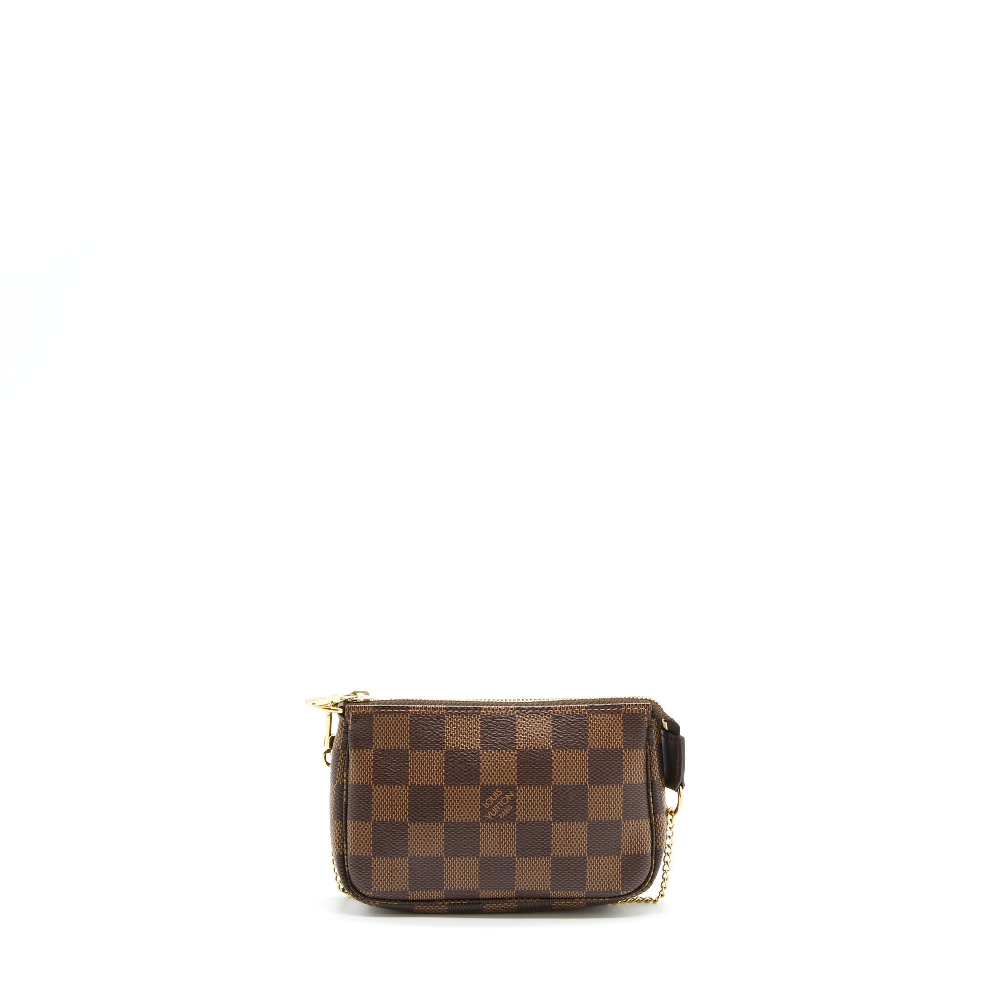 AAA Replica Louis Vuitton LV MINI POCHETTE ACCESSORIES DAMIER EBENE CANVAS GHW