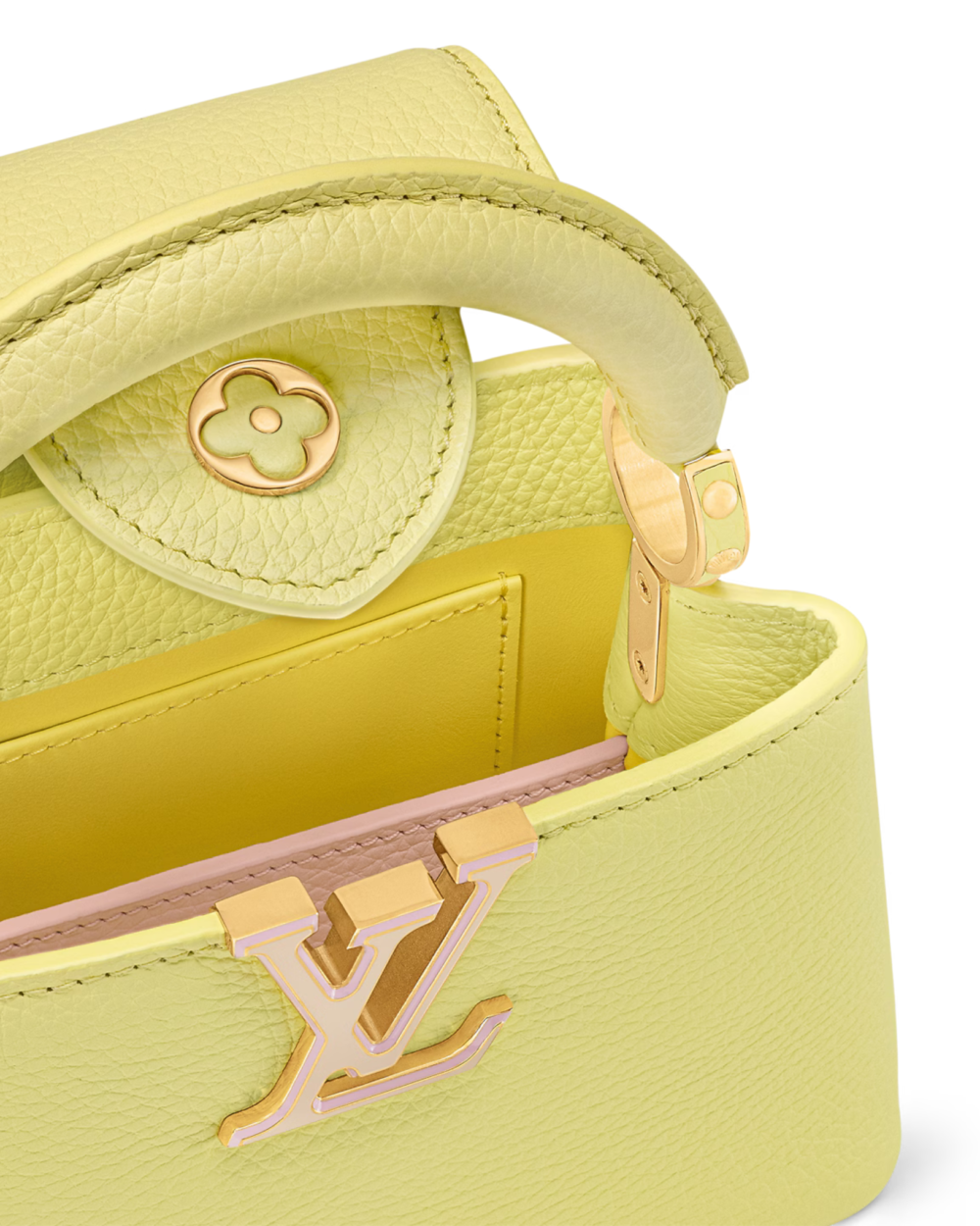 AAA Replica Louis Vuitton LV CAPUCINES MINI TAURILLON YELLOW GHW